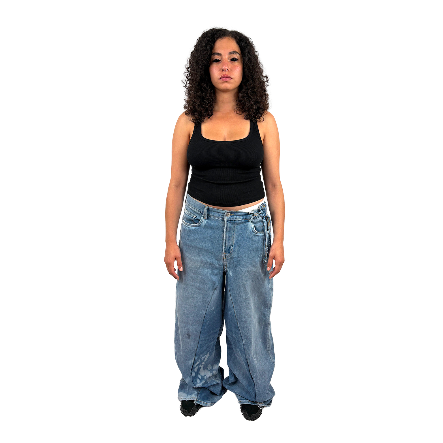 BACK SMOCKED DENIM