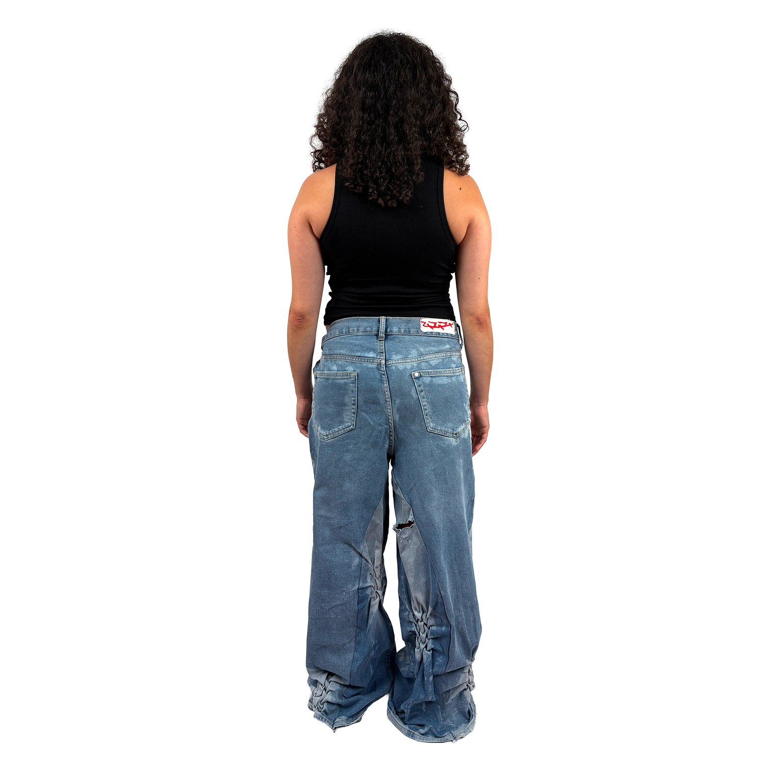 BACK SMOCKED DENIM
